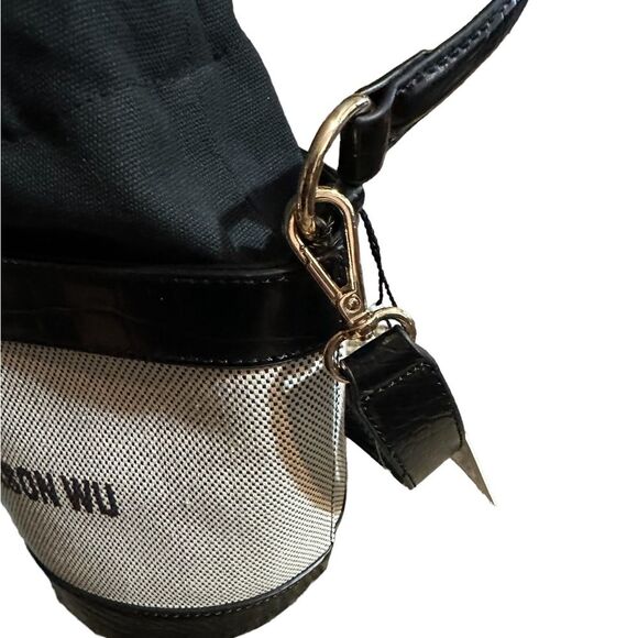 Jason Wu Bucket Bag with Crossbody Strap Black Textured Crocodile Trim - Picture 5 of 9